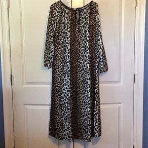 Vintage Leopard Print Long Sleeve loungewear caftan dress